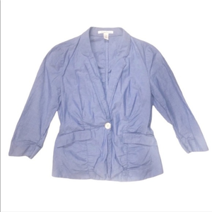 Kenneth Cole NY  2 chambray blue‎ 100% cotton 3/4 sleeve ruched blazer